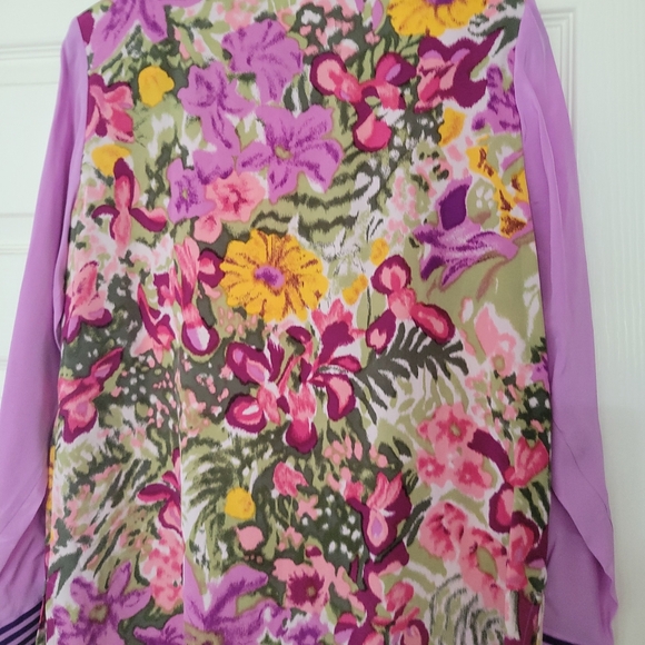 KOOS of Course 100% Silk Long Sleeve Buttondown Floral Blouse Size S - Picture 3 of 3